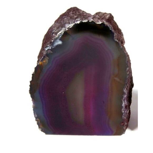 Brazilian AGATE DISPLAY SPECIMEN Purple Black Stone Volcanic Lava Rock 5" Slab - Picture 1 of 4